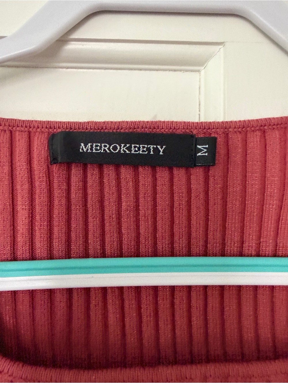 Square Neck Ribbed Sweater in Rust - Picture 2 of 3